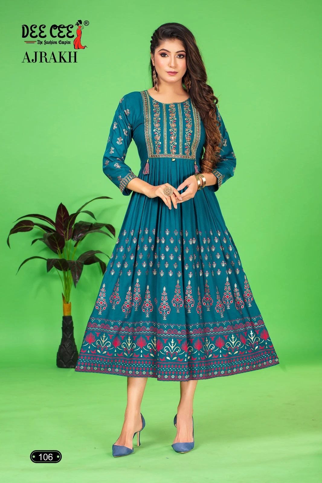 Deecee Ajrakh Rayon Plain Wholesale Anarkali Kurtis Catalog — Wholesale Anarkali Kurti, MPA wholesale from Surat — view 6
